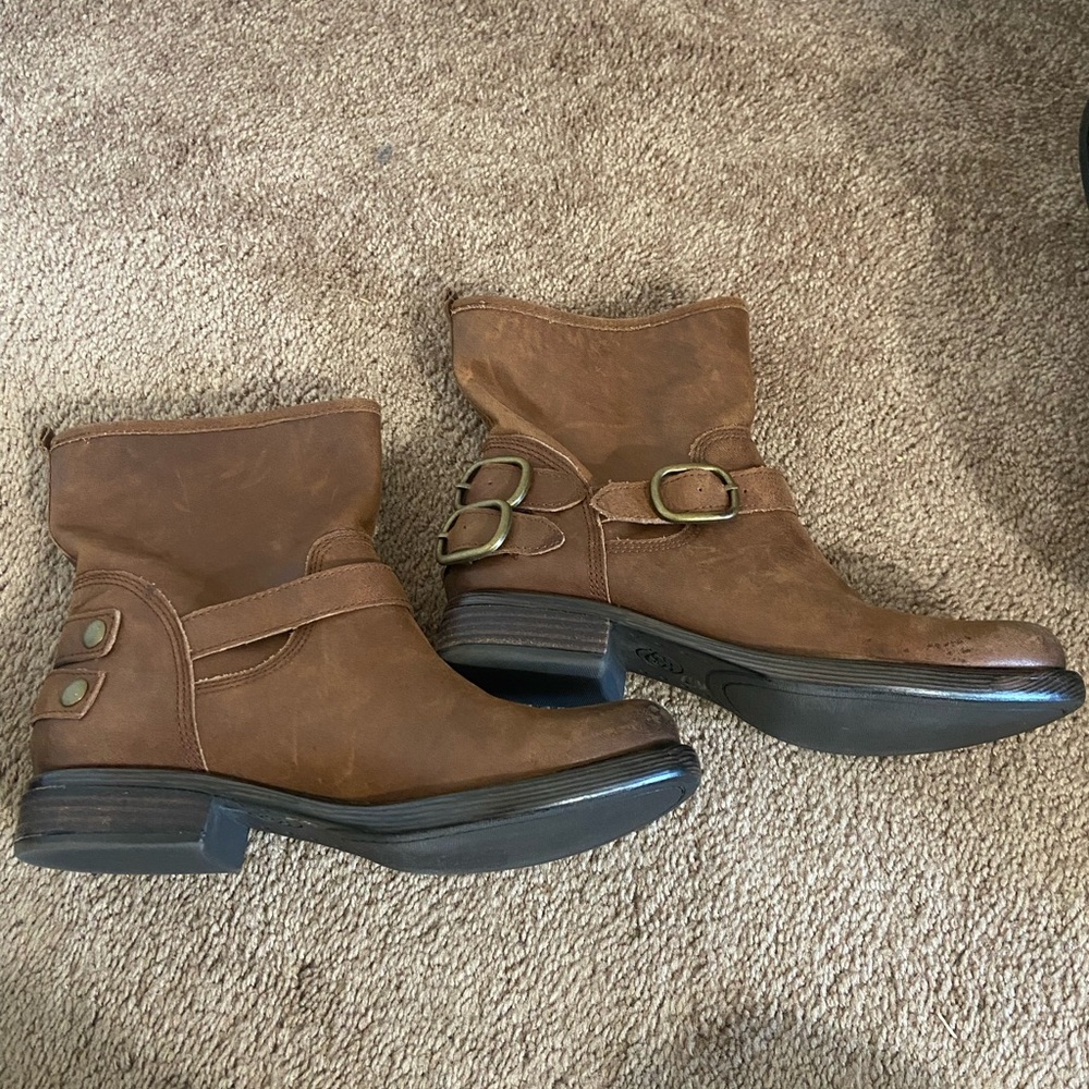 Lucky Brand Brown Ankle Boots with Buckle Detail